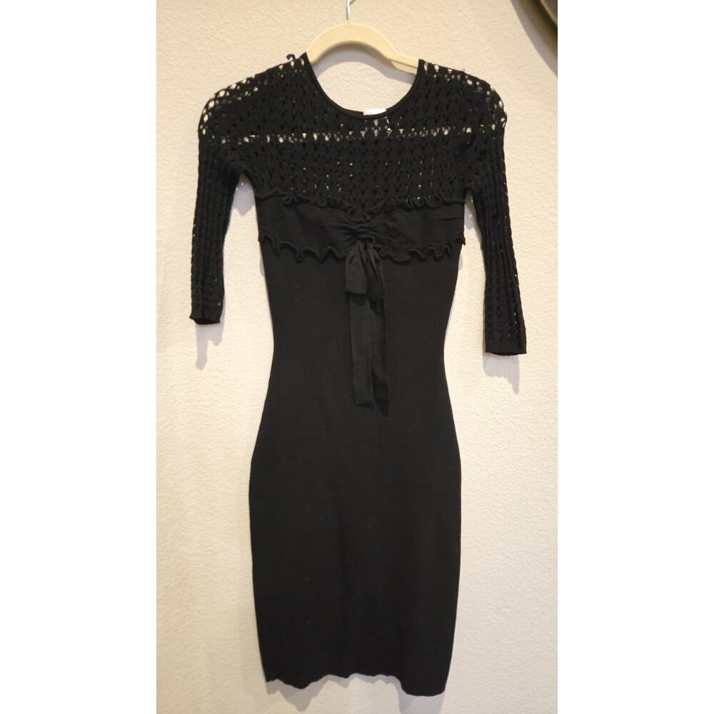 Red Valentino Women's Black Lace Mesh Mini Dress Size M Designer Goth